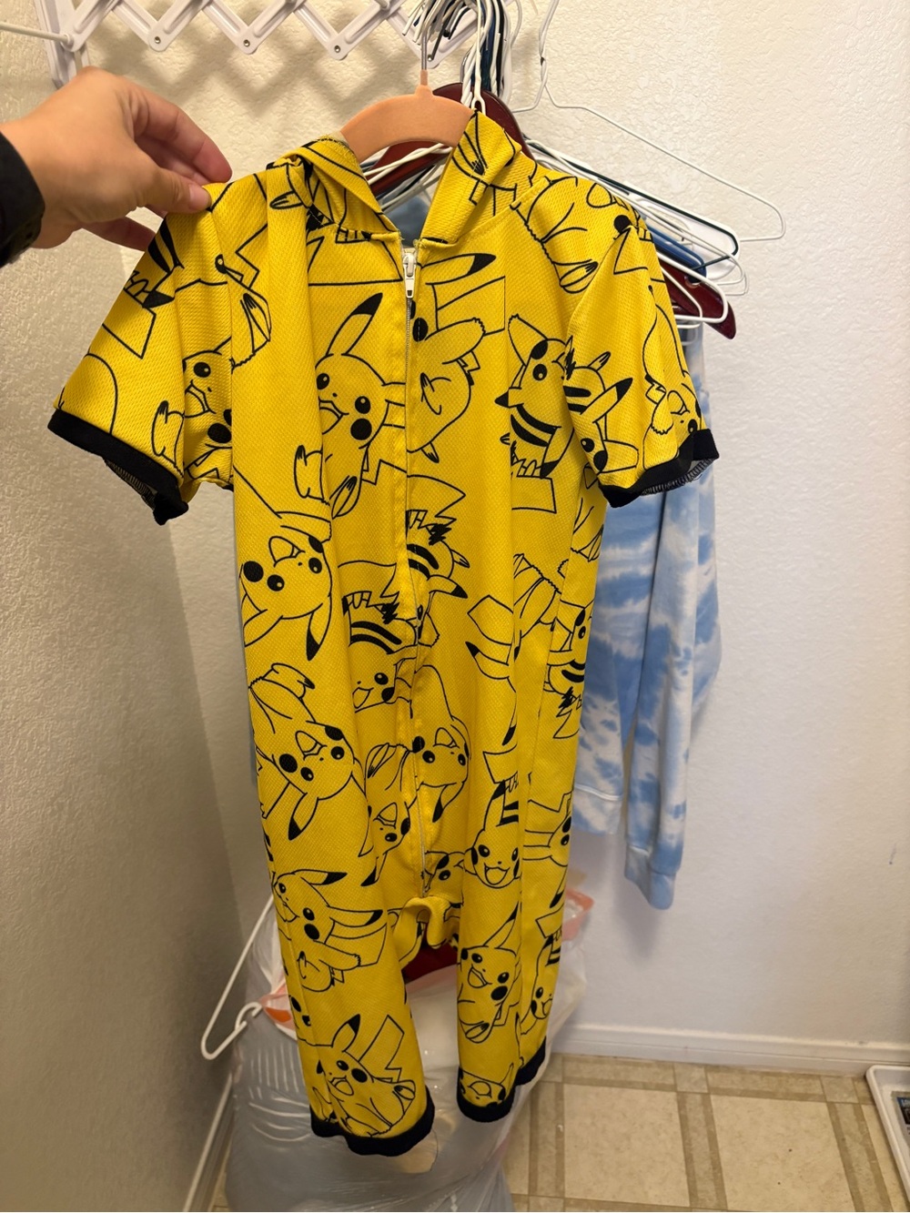 Yellow Pikachu Print Kids One-Piece Romper